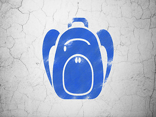 Image showing Learning concept: Backpack on wall background