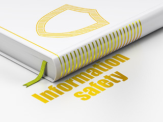 Image showing Protection concept: book Contoured Shield, Information Safety on white background