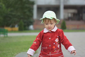 Image showing Little girl walking outdoors