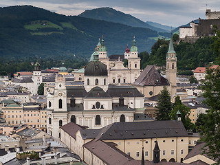 Image showing Houses standing near the river in Salzburg