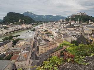 Image showing Houses standing near the river in Salzburg