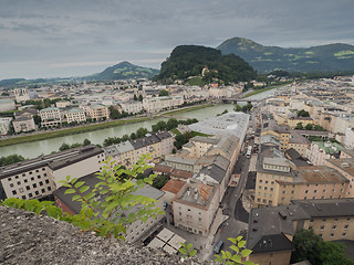 Image showing Houses standing near the river in Salzburg