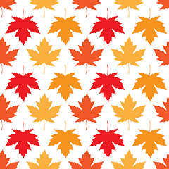 Image showing Vector seamless wallpaper. Autumn maple leaves