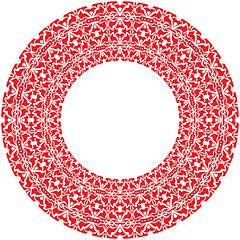 Image showing Vector round thick frame from red ornamentation