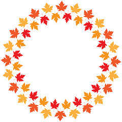 Image showing Vector round frame from maple autumn leaves