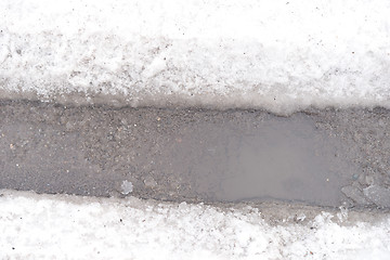 Image showing spring road with snow