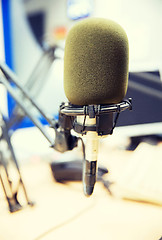 Image showing microphone at recording studio or radio station