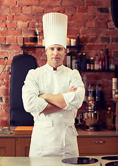 Image showing happy male chef cook in restaurant kitchen