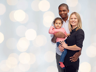 Image showing happy multiracial family with little child