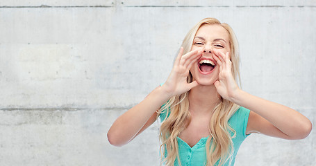 Image showing young woman or teenage girl shouting