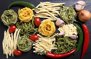 Image showing Various types of pasta.