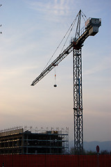 Image showing crane at sunset