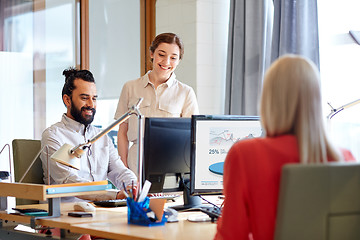 Image showing happy creative team with computers in office