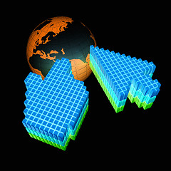 Image showing Link selection computer mouse cursor and Earth - Glodal internet concept