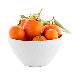 Image showing Tangerines on ceramic white bowl 