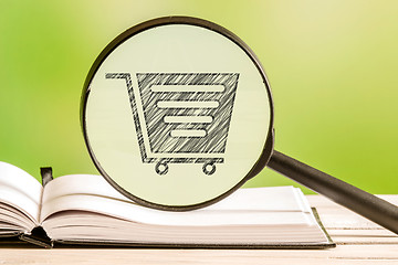 Image showing Shopping cart search with a pencil drawing