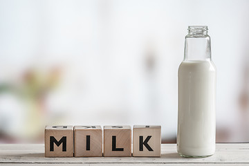 Image showing Milk bottle and the word milk