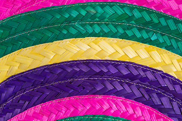 Image showing Colorful background of woven straw