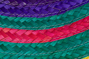 Image showing Colorful background of woven straw