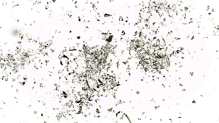 Image showing Many Pieces of splitted or cracked glass on white