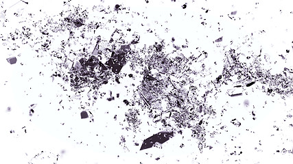 Image showing Pieces of shattered or cracked glass on white
