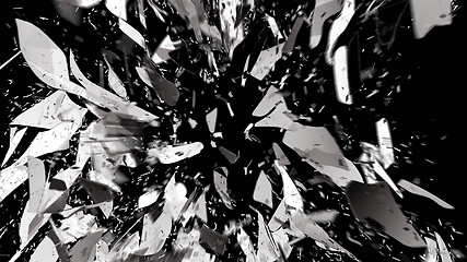 Image showing Destructed or Shattered glass on black with motion blur