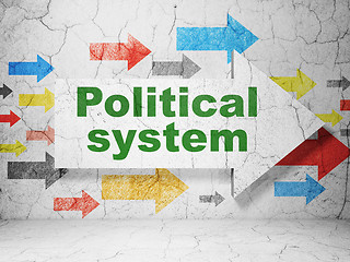 Image showing Political concept: arrow with Political System on grunge wall background