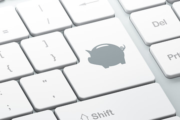 Image showing Banking concept: Money Box on computer keyboard background