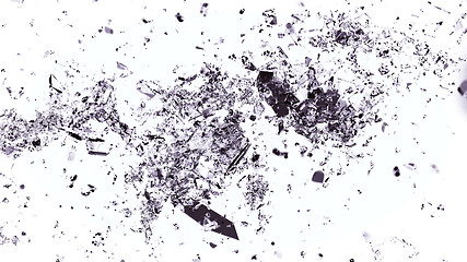 Image showing Shattered and cracked glass on white background