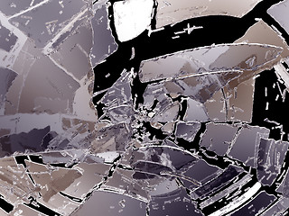 Image showing Pieces of Destructed or Shattered glass on black