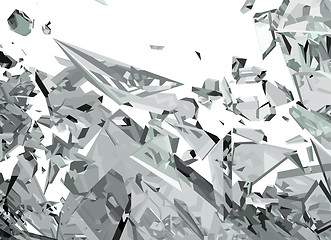 Image showing Demolished glass with sharp pieces on white