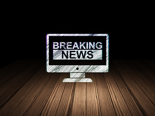 Image showing News concept: Breaking News On Screen in grunge dark room