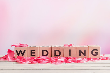 Image showing Wedding sign with rose leaves