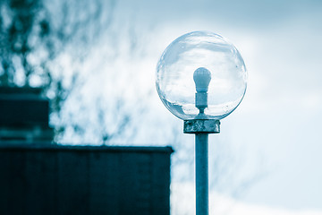 Image showing Glass bowl lamp with blue tone