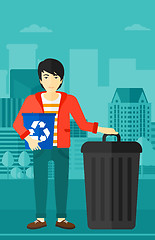 Image showing Man with recycle bins.