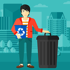 Image showing Man with recycle bins.