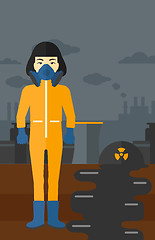 Image showing Woman in protective chemical suit.
