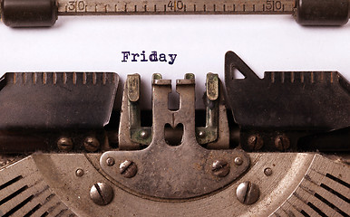 Image showing Friday typography on a vintage typewriter