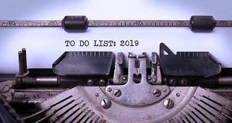 Image showing Vintage typewriter  - To Do List 2019