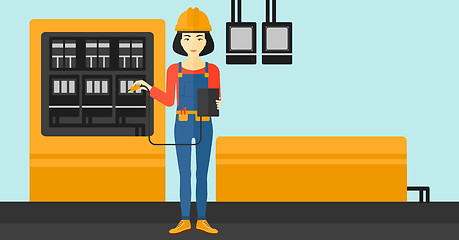 Image showing Electrician with electrical equipment.