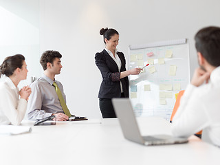 Image showing group of young business people  on meeting at modern startup off