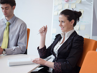 Image showing group of young business people  on meeting at modern startup off