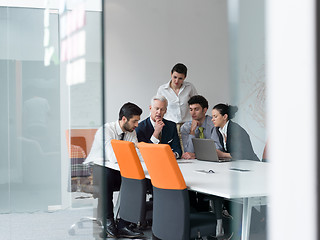 Image showing business people group on meeting at modern startup office