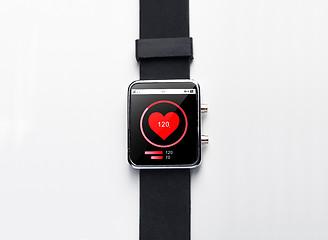 Image showing close up of smart watch with heart-rate on screen