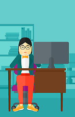 Image showing Tired employee sitting in office.