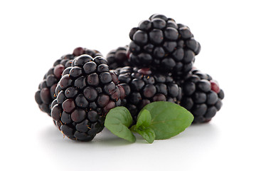 Image showing Blackberries with leaves