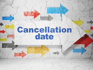 Image showing Time concept: arrow with Cancellation Date on grunge wall background