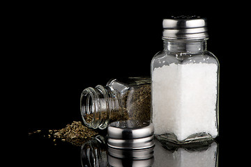 Image showing  Salt and oregano shakers