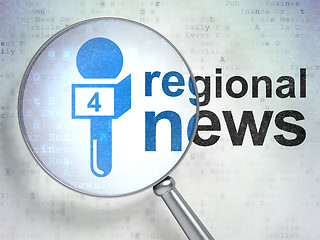 Image showing News concept: Microphone and Regional News with optical glass