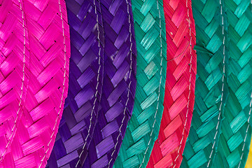 Image showing Colorful background of woven straw